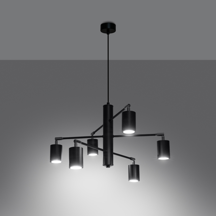 Lustra ar auklu LEMMI 6xGU10/10W/230V melna