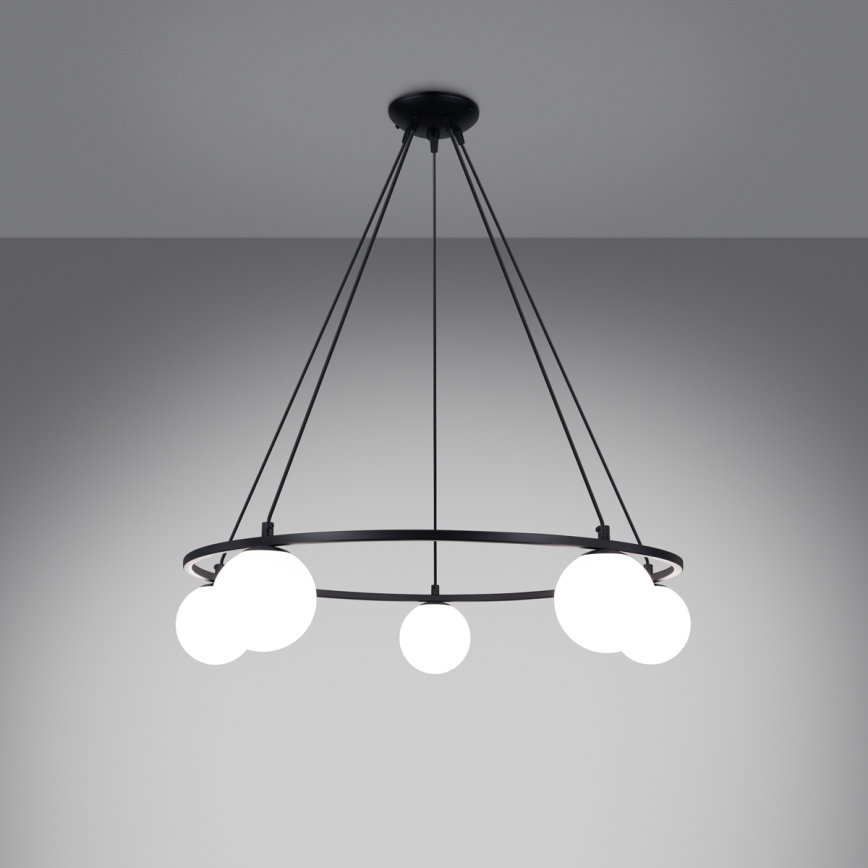 Lustra ar auklu YOLI 5xG9/8W/230V melna