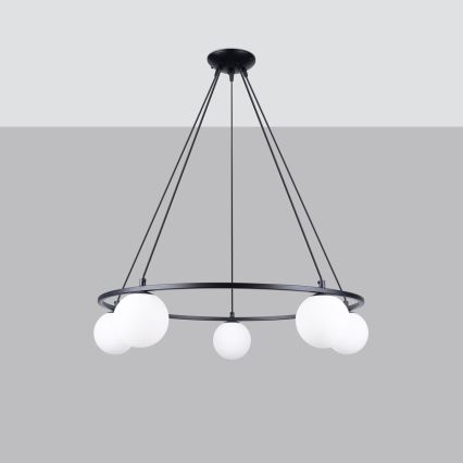Lustra ar auklu YOLI 5xG9/8W/230V melna