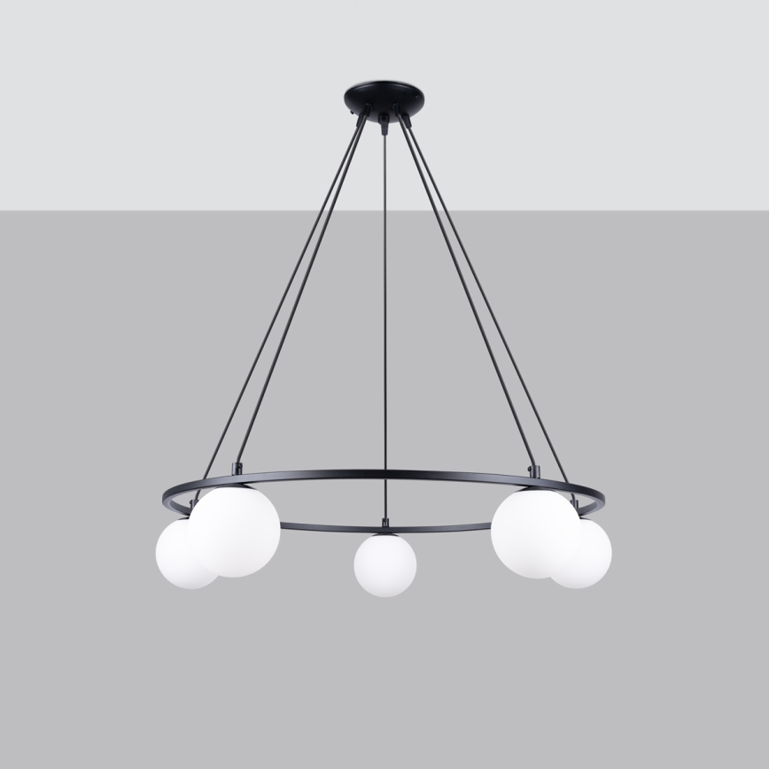 Lustra ar auklu YOLI 5xG9/8W/230V melna