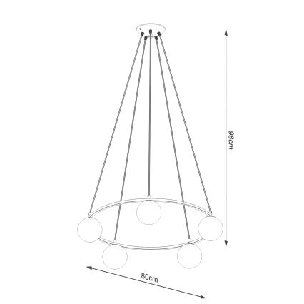 Lustra ar auklu YOLI 5xG9/8W/230V melna