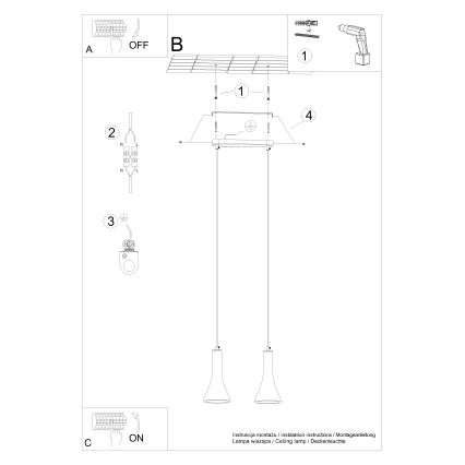 Lustra ar auklu REA 2xE14/12W/230V betons