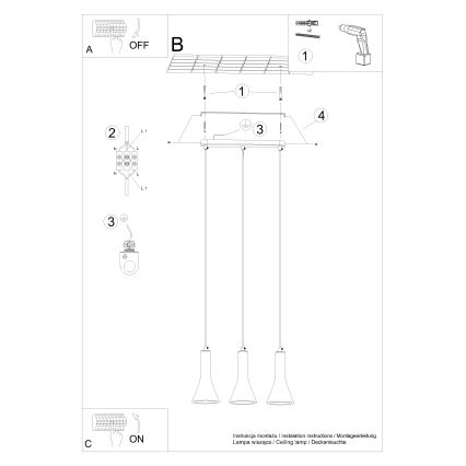 Lustra ar auklu REA 3xE14/12W/230V betons