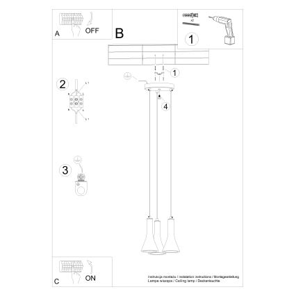 Lustra ar auklu REA 3xE14/12W/230V betons