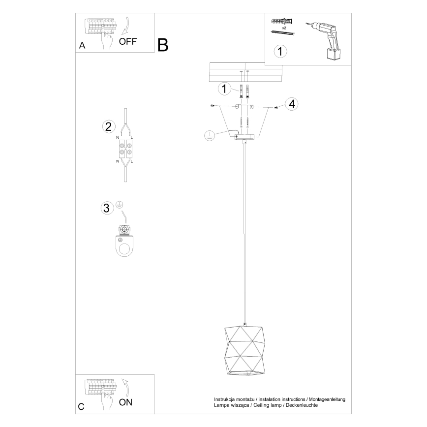 Lustra ar auklu GOBI 1xE27/15W/230V keramika