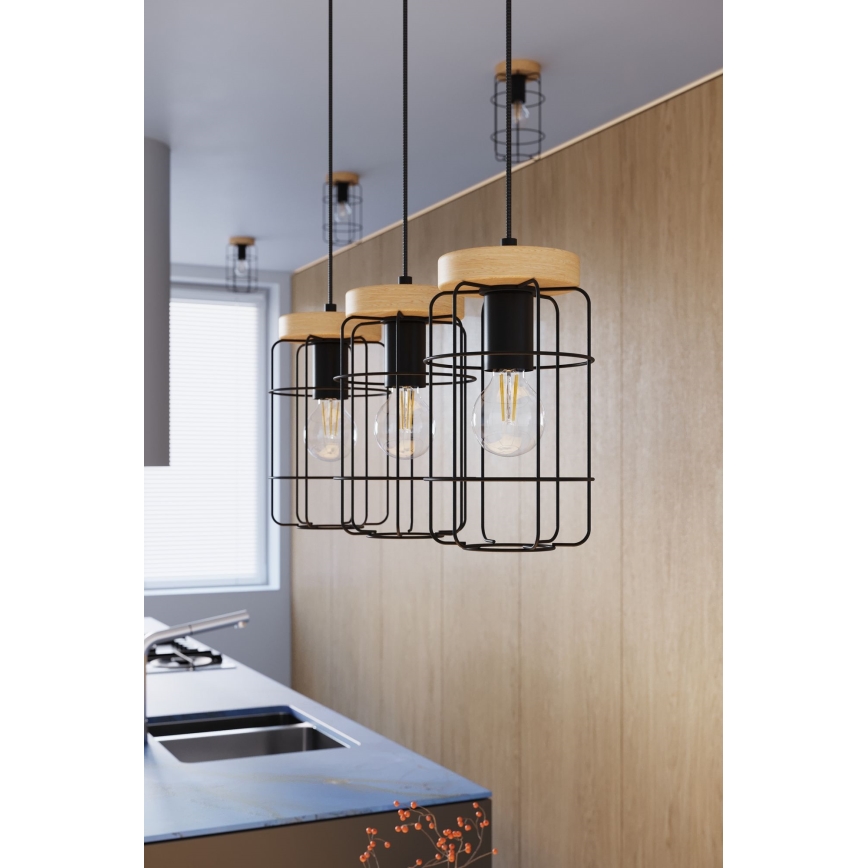 Griestu lampa GOTTO 1xE27/15W/230V melna/dižskābardis