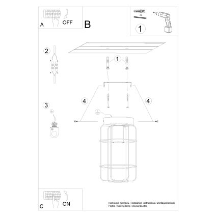 Griestu lampa GOTTO 1xE27/15W/230V melna/dižskābardis