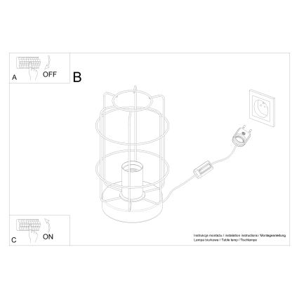 Galda lampa GOTTO 1xE27/15W/230V melna/dižskābardis