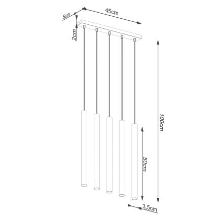 Lustra ar auklu PASTELO 5xG9/8W/230V dižskābardis