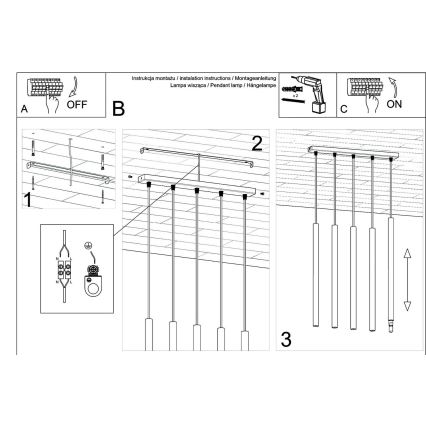 Lustra ar auklu PASTELO 5xG9/8W/230V dižskābardis