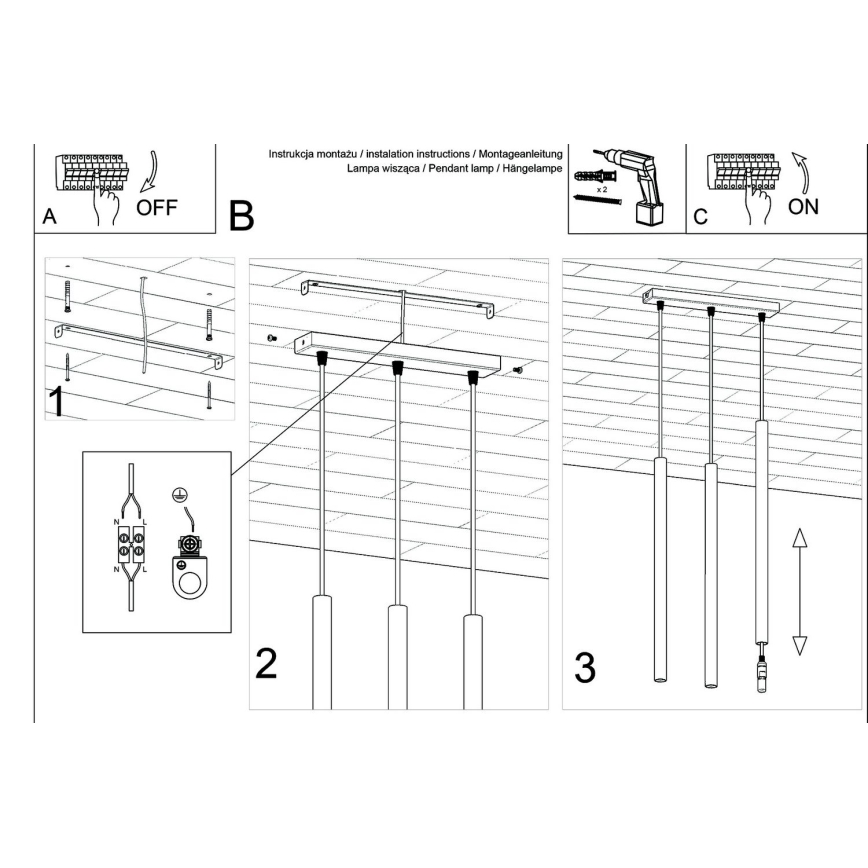 Lustra ar auklu PASTELO 3xG9/8W/230V betons