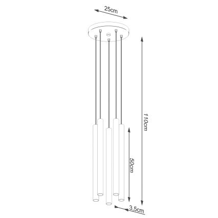 Lustra ar auklu PASTELO 5xG9/8W/230V betons