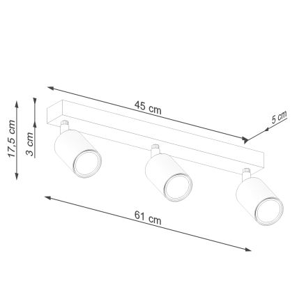 Starmetis VERDO 3xGU10/10W/230V melna/dižskābardis