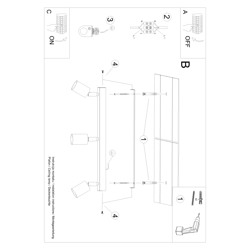 Starmetis VERDO 3xGU10/10W/230V melna/dižskābardis