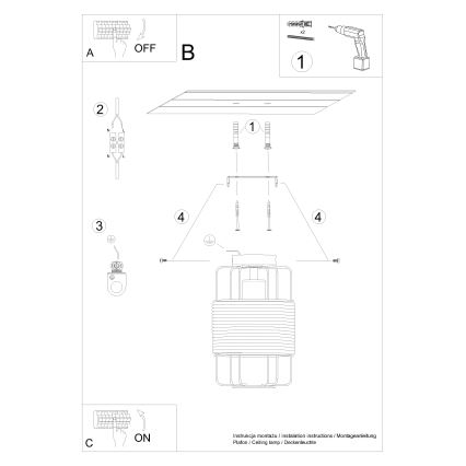 Griestu lampa GIZUR 1xE27/15W/230V