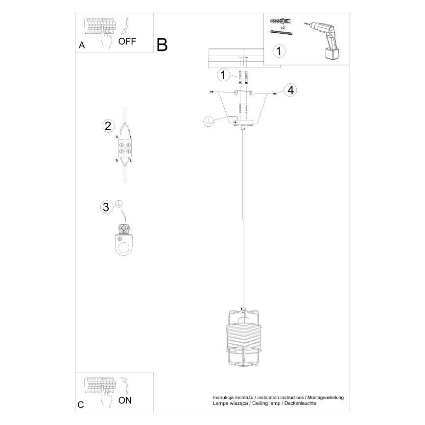 Lustra ar auklu GIZUR 1xE27/15W/230V