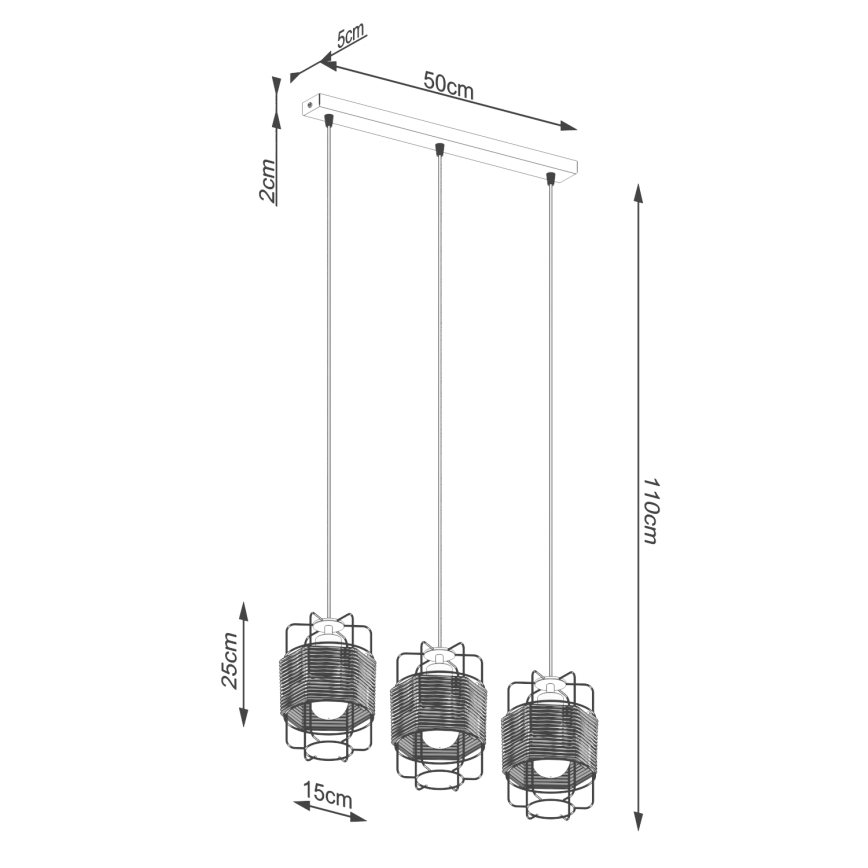 Lustra ar auklu GIZUR 3xE27/15W/230V