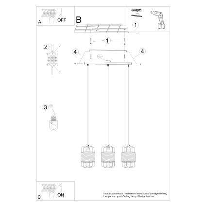 Lustra ar auklu GIZUR 3xE27/15W/230V