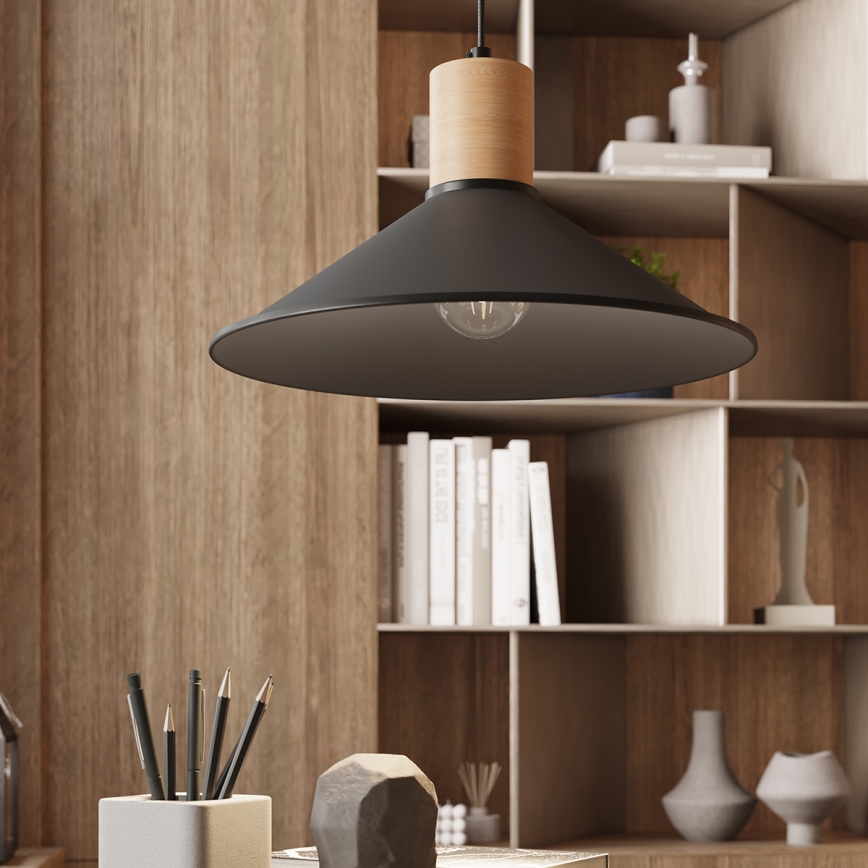 Lustra ar auklu JAGA 1xE27/15W/230V d. 30 cm melna