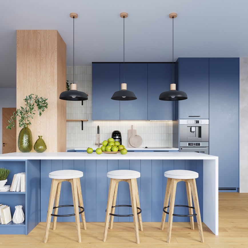 Lustra ar auklu FANO 1xE27/15W/230V d. 34 cm melna