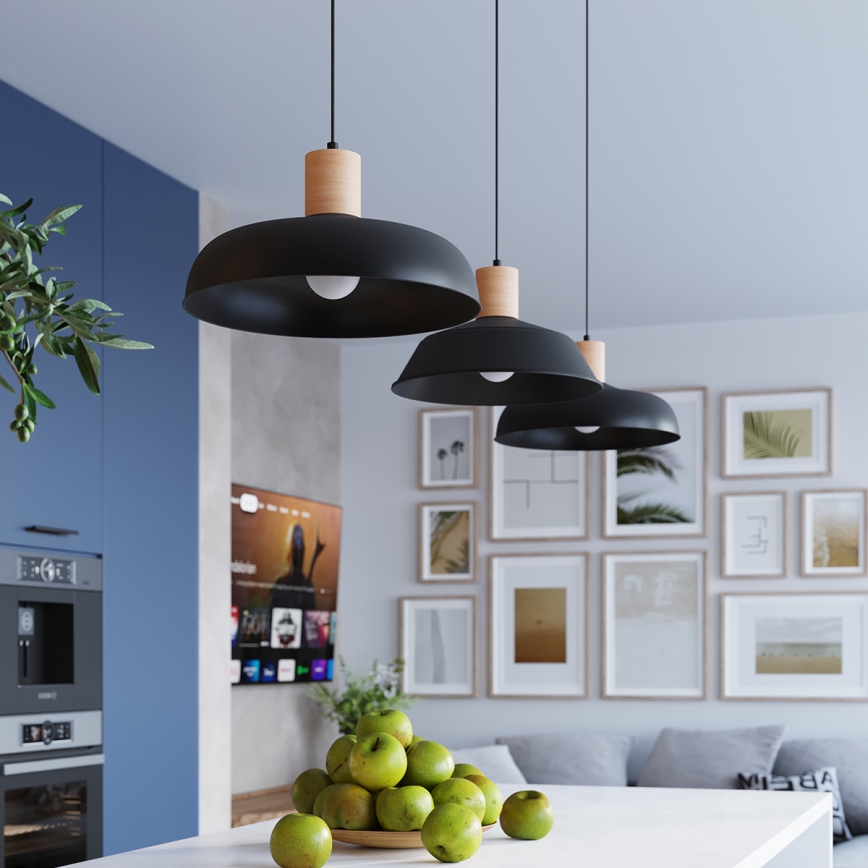 Lustra ar auklu FANO 1xE27/15W/230V d. 34 cm melna