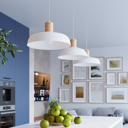 Lustra ar auklu INDY 1xE27/15W/230V d. 38 cm balta