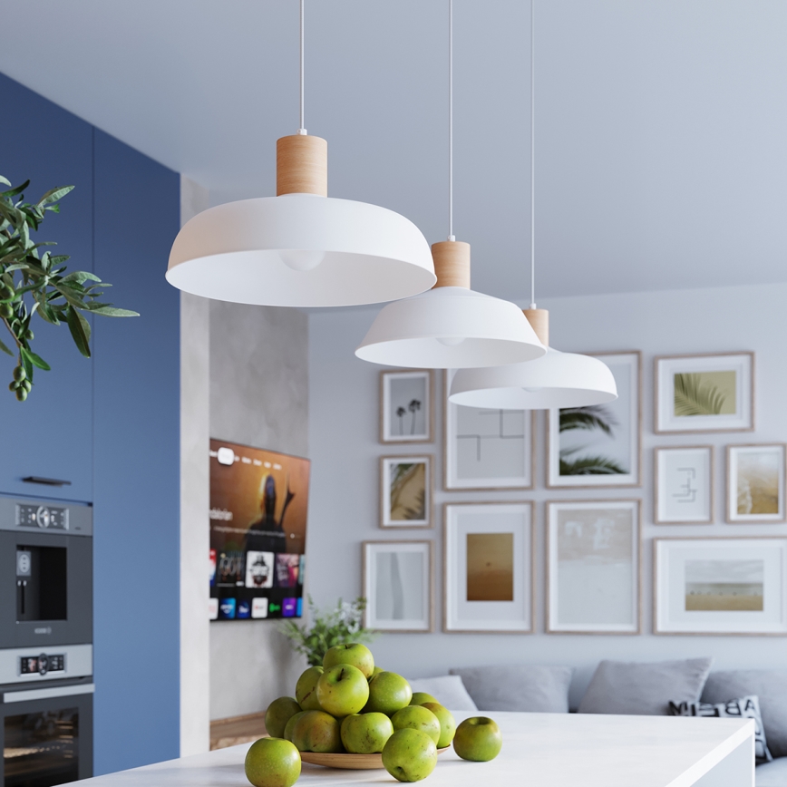 Lustra ar auklu INDY 1xE27/15W/230V d. 38 cm balta