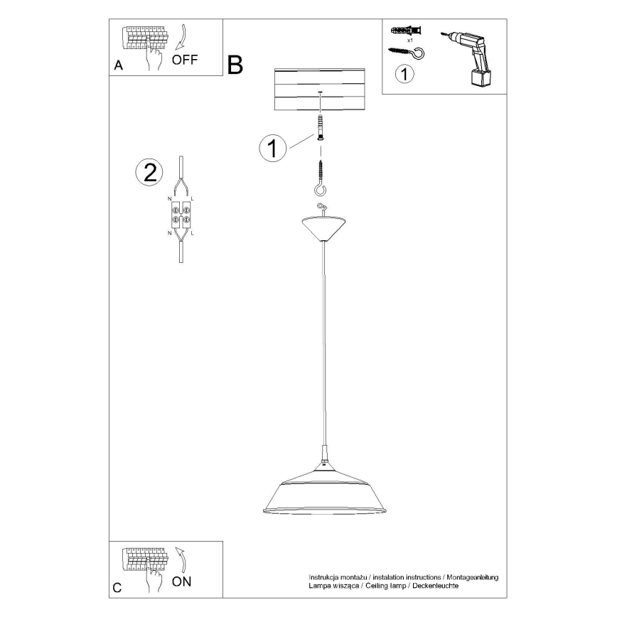 Lustra ar auklu FRIKA 1xE27/15W/230V d. 34 cm melna