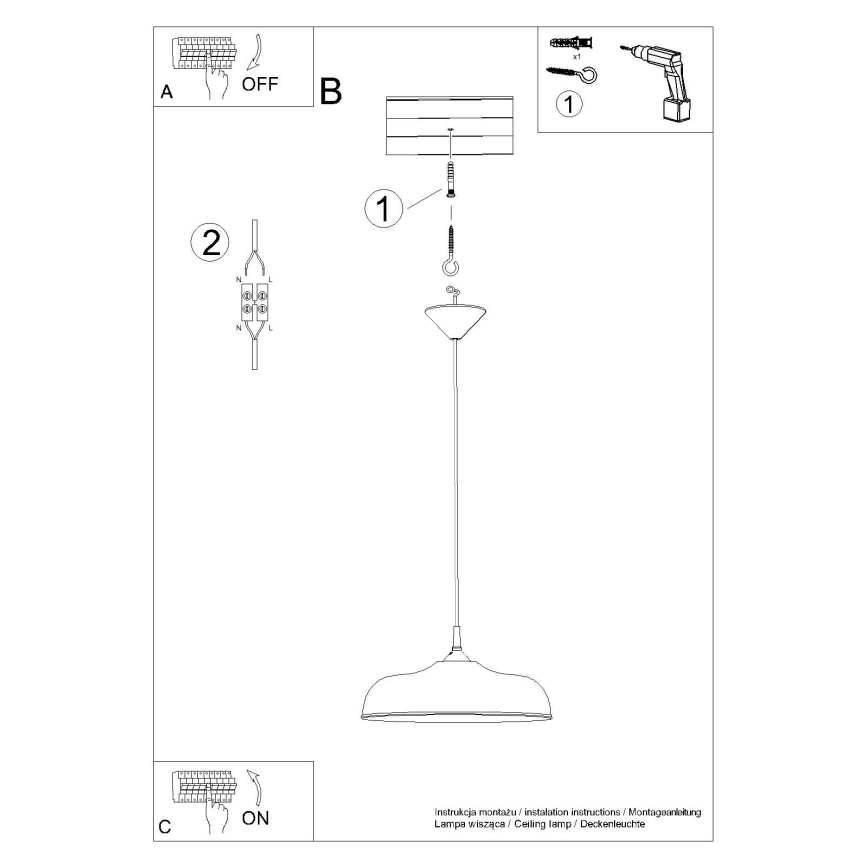 Lustra ar auklu GINA 1xE27/15W/230V d. 38 cm balta