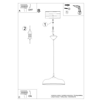 Lustra ar auklu GINA 1xE27/15W/230V d. 38 cm melna