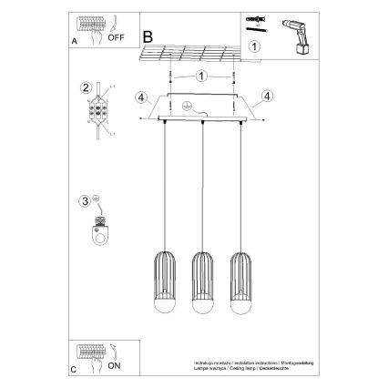 Lustra ar auklu BRINA 3xG9/8W/230V balta