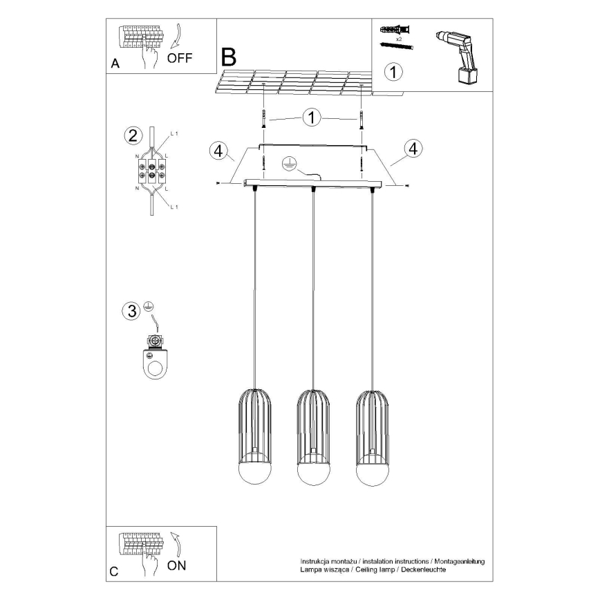Lustra ar auklu BRINA 3xG9/8W/230V balta