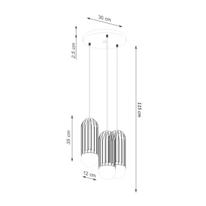 Lustra ar auklu BRINA 3xG9/8W/230V melna