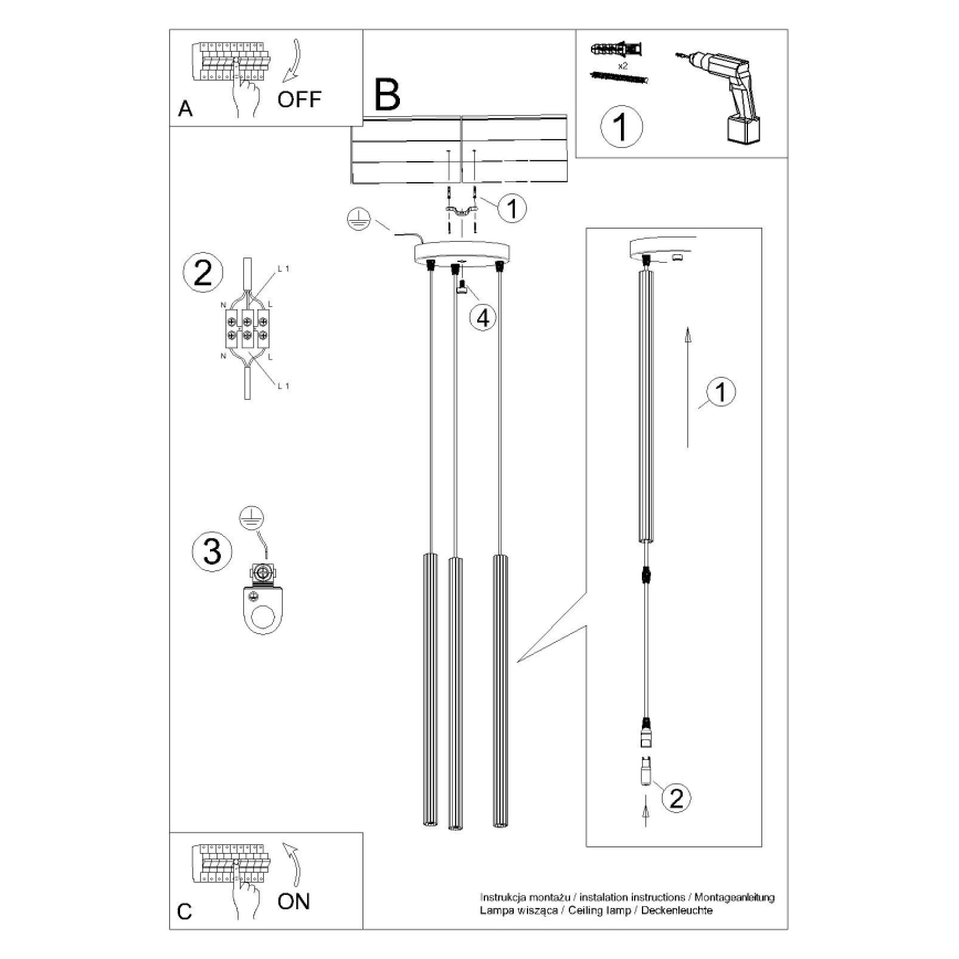 Lustra ar auklu ARCHE 3xG9/8W/230V balta