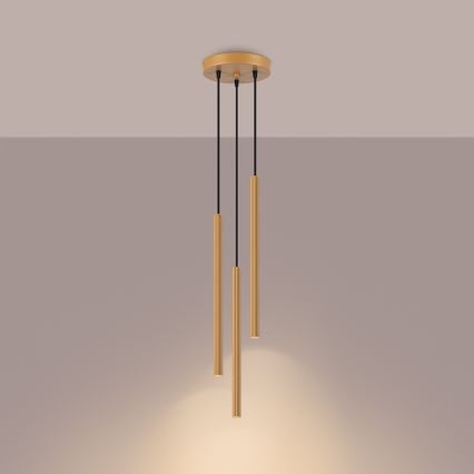 Lustra ar auklu ARCHE 3xG9/8W/230V zelta
