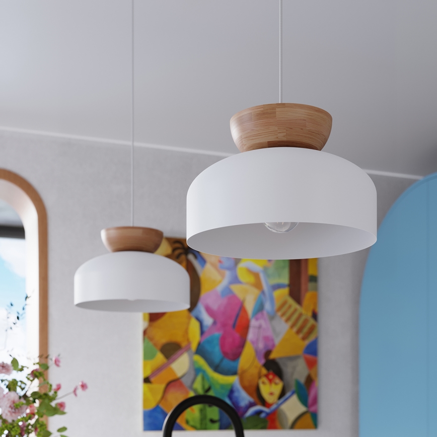 Lustra ar auklu MARION 1xE27/15W/230V d. 29,5 cm balta