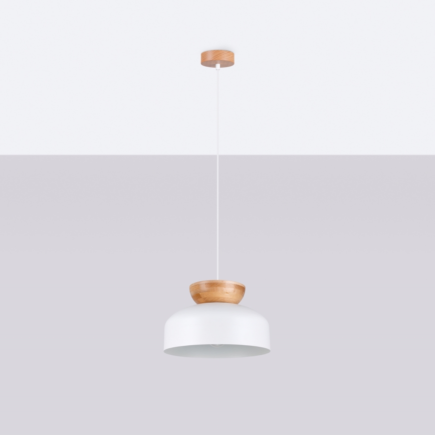 Lustra ar auklu MARION 1xE27/15W/230V d. 29,5 cm balta
