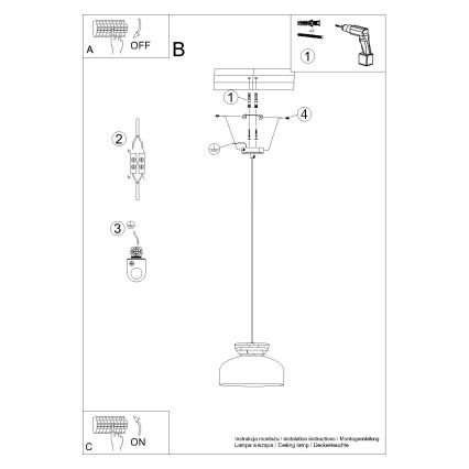 Lustra ar auklu MARION 1xE27/15W/230V d. 29,5 cm balta