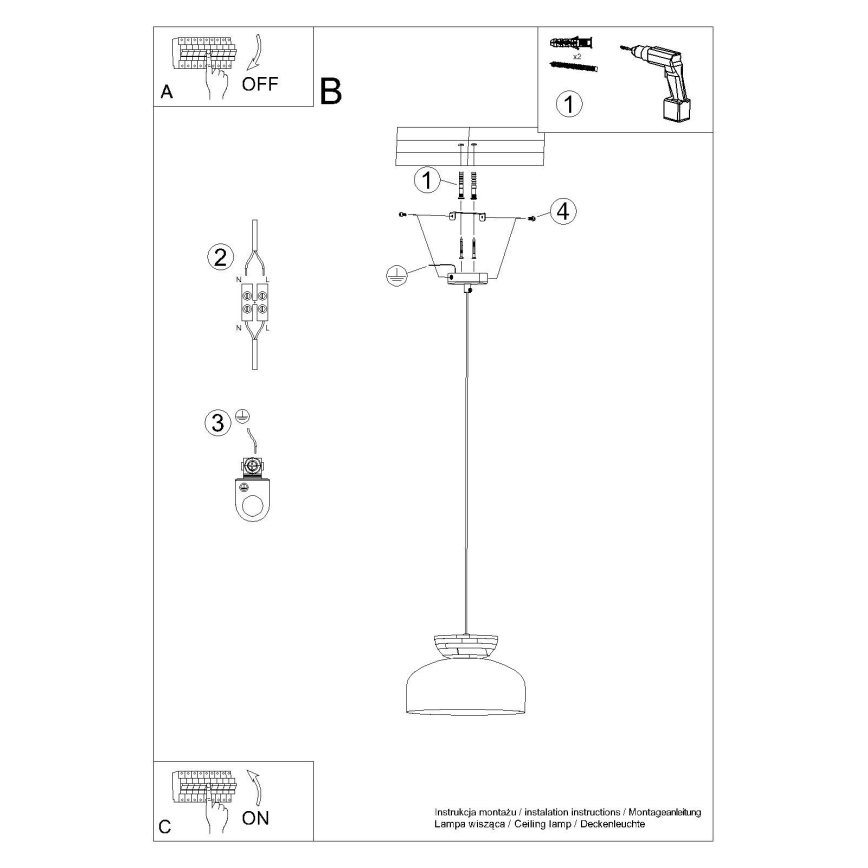 Lustra ar auklu MARION 1xE27/15W/230V d. 29,5 cm balta