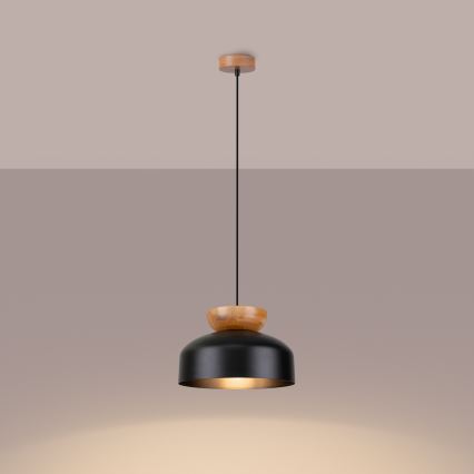 Lustra ar auklu MARION 1xE27/15W/230V d. 29,5 cm melna