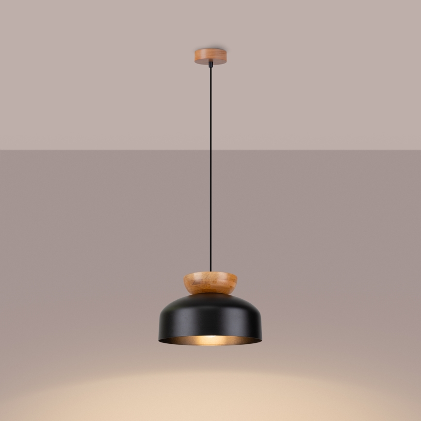 Lustra ar auklu MARION 1xE27/15W/230V d. 29,5 cm melna