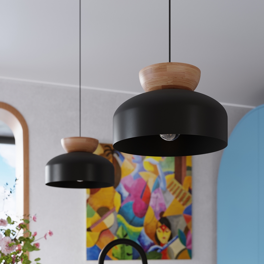 Lustra ar auklu MARION 1xE27/15W/230V d. 29,5 cm melna
