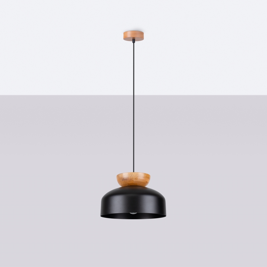 Lustra ar auklu MARION 1xE27/15W/230V d. 29,5 cm melna