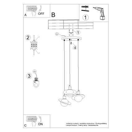 Lustra ar auklu HYPERION 3xG9/8W/230V balta