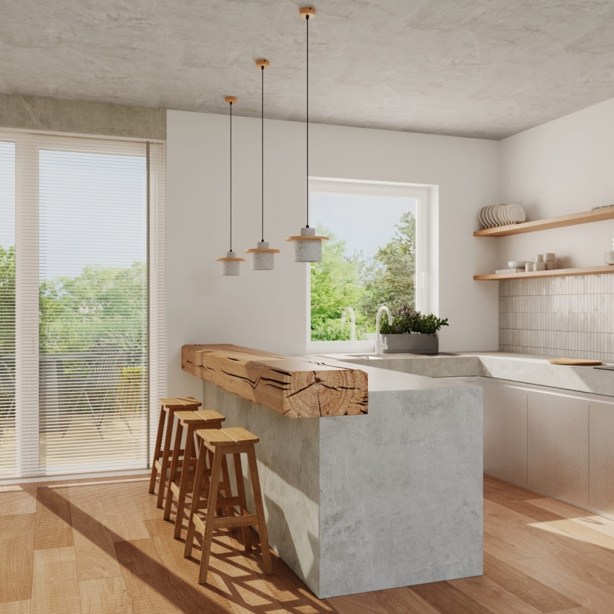 Pakaramais gaismeklis uz vada MAB 1xE27/15W/230V Ø 22 cm betons/pelēks