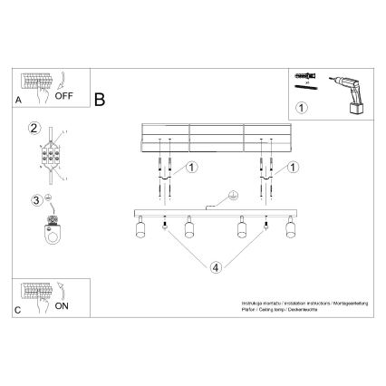 Starmetis WINX 4xGU10/10W/230V melna/spīdīgi hromēts