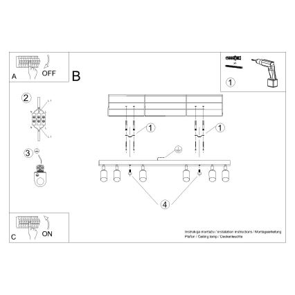 Starmetis WINX 6xGU10/10W/230V melna/spīdīgi hromēts