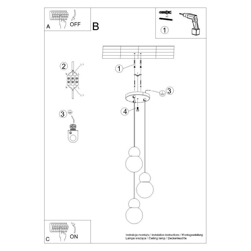 Lustra ar auklu PEKKA 3xG9/8W/230V balta