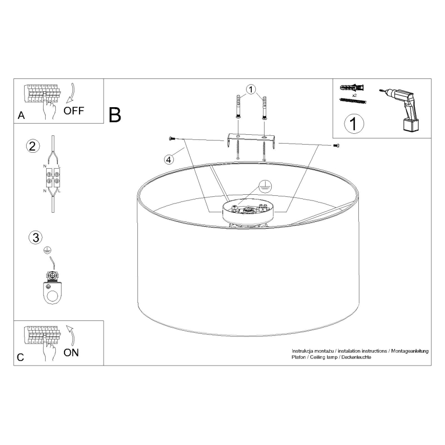 Griestu lampa TELESTO 1xE27/15W/230V d. 35 cm balta/brūna