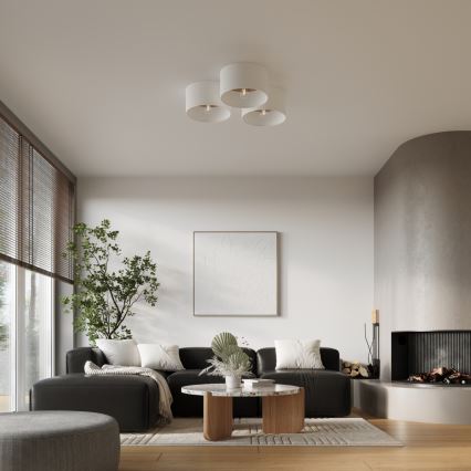 Griestu lampa TELESTO 1xE27/15W/230V d. 35 cm balta/bēša